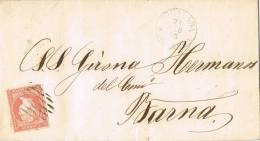 Carta Entera IGUALADA (Barcelona) 1858, Parrilla Y Fechador Tipo I Azul - Covers & Documents