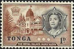 TONGA ROYAL PALACE BROWN QUEEN 1P 1960(?) MINT SG101 READ DESCRIPTION !!! - Tonga (1970-...)