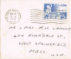 0636. Carta St. JOHN´S (New Foundland) Canada 1955. Missent To Springfiel Mass - Brieven En Documenten