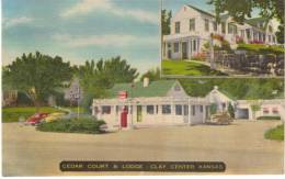 Clay Center KS Kansas, Cedar Court & Lodge, Motel C1940s/50s Vintage Linen Postcard - Other & Unclassified