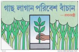 Bangladesh, BAN-04, 100 Units, Hand Planting A Tree (Reverse With Two Circle Logos), 2 Scans. - Bangladesh