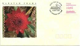 AUSTRALIA FDC WARATAH FLOWER FRAMA 1 STAMP OF $0.45 POSTCODE:7000 HOBART DATED 08-09-1994 CTO SG? READ DESCRIPTION !! - Machine Labels [ATM]