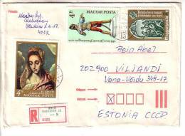 GOOD HUNGARY " REGISTERED " Postal Cover To ESTONIA 1988 - Good Stamped: Art ; Uniform - Brieven En Documenten