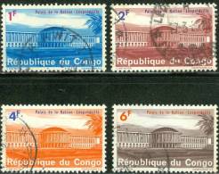 REPUBBLICA DI CONGO , 1964, Palace Of The Nation “Leopoldville”, FRANCOBOLLI USATI, Scott 499,500,502,504 - Autres & Non Classés