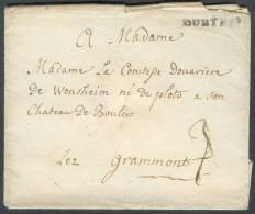 Enveloppe Avec Contenu De COURTRAY En 1773 Vers Boulers Près De Grammont; Port ´3´ + Contenu (3 Pages) Signé Delport Bén - 1714-1794 (Oostenrijkse Nederlanden)