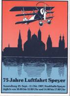 Aufkleber: Dreifachdecker über Speyer, 75 Jahre Luftfahrt Speyer, Ausstellung 1987 - Autocollants