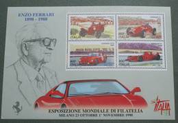 ITALY 1988 - SHEET WORLD EXPO MILANO - ENZO FERRARI MNH** - Blocs-feuillets