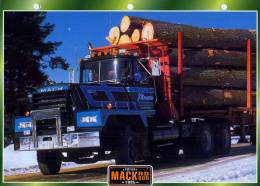 FICHE CARTONNE 25x18.5 CM CAMION DOC.AU DOS VOIR SCAN SERIE PORTEUR BOIS MACK RD800 1985 - Trucks