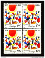 INDIA, 1990, Greetings,  Block Of 4,   MNH, (**) - Nuovi