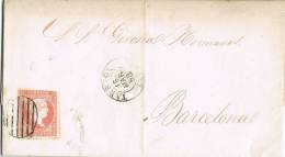 Carta Entera Tarrega (Lerida) 1858. 4 C. Variedad Impresion - Covers & Documents