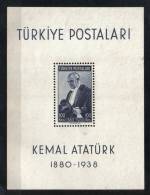 2ENG92 - TURCHIA 1940, Il Foglietto Ataturk N. 1 SENZA Gomma. - Blocks & Kleinbögen