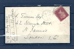 Yvert N° 26 Op Brief Van Hastings Naar London - Cancel 342 - 19/02/1863 (GA6717) - Cartas & Documentos