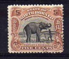 North Borneo - 1925 - 5 Cents Elephant (Perf 12½) - Postally Used - Borneo Septentrional (...-1963)