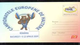 EUROPEAN CHAMPIONSHIP WEIGHTLIFTING,ENTIERS POSTAUX,POSTAL STATIONERY,COVER,UNUSED,2009,ROMANIA - Pesistica