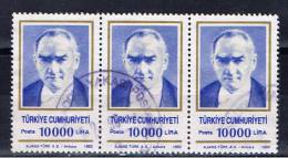 TR Türkei 1992 Mi 2951 Atatürk (Dreierstreifen) - Used Stamps