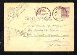 ENTIERS POSTAUX,POSTCARD,CENSORED,1944,ROMANIA - Brieven En Documenten