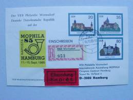 DDR Ganzsache 2977/9 Ganzsache Stationary Used Oo Echt Gelaufen Per Einschreiben REKO, Burgen - Enveloppes - Oblitérées