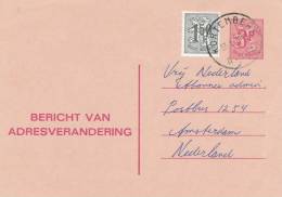 138/20 - Entier Avis De Changement D´Adresse  - KORTENBERG 1975 - RARE Emploi ETRANGER Vers AMSTERDAM Nederland - Avis Changement Adresse