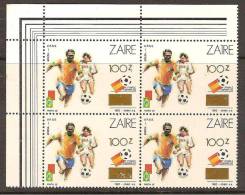 Zaire / Congo Kinshasa / RDC - COB 1413A (Bloc De 4) - MNH / ** 1990 - COB: 80,00€ Football - Ungebraucht