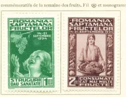 ROMANIA  -  1934  Fruit Exhibition   Mounted Mint - Ongebruikt