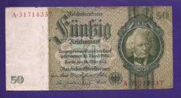 GERMANY 1933 50 Used VF Banknote Reichsmark KM 189 - 50 Reichsmark