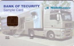 CARTE A PUCE CHIP CARD BANK OF TECURITY MUHLBAUER DEMO CAMION TRUCK - Cartes De Salon Et Démonstration