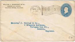 L-US-81 - ETATS-UNIS Entier Postal Enveloppe De COLORADO SPRINGS 1897 Belle Oblitération Drapeau - ...-1900