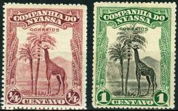 NYASSA, COLONIA PORTOGHESE, FAUNA, GIRAFFE, 1921, FRANCOBOLLI NUOVI (MLH*), Scott 106,108,  YT 95,97 - Nyassa