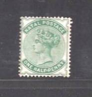 SOUTH AFRICA NATAL 1880 Unused (no Glue) Stamp  Queen Victoria  1/2d Blue Green 94A - Natal (1857-1909)