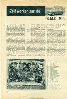 Reportage Uit Oud Magazine Van 5 Bladzijden - Zelf Werken Aan De B.M.C. Mini - 1959 - Other Plans