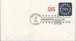 USA - STAMPED ENVELOPES: STARS - C. 25 - 26.MAR.1988 - CANCELLATION: INAUGURATION DAY - MILTON, MA - JAN 20 1989 - 1981-00