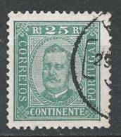 PORTUGAL - 1892-1893,  D. Carlos I.   25 R.   P. Porcelana  D. 11 3/4 X 12    (o)   MUNDIFIL  Nº 70 - Usati