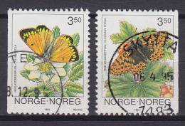 Norway 1994 Mi. 1143-44 Schmetterling Butterfly Papillon Complete Set Deluxe SKYTTA Cancel !! - Used Stamps