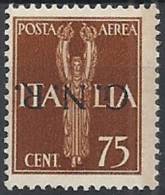 1944 RSI GNR VERONA POSTA AEREA 75 CENT MNH ** VARIETà - RSI129 - Airmail