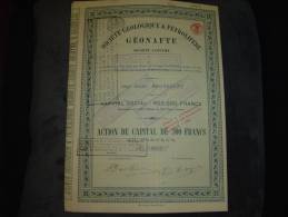 Action  " Sté Géologique Et Petrolifère GEONAPHTE " Bruxelles 1914 Capital Soc.900000F.Petrole - Aardolie