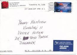 USA Cover Sent Air Mail To Denmark Tampa 27-1-2007 Single Stamped - Lettres & Documents