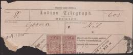 Br India Queen Victoria Telegraph Receipt 1878, India As Per The Scan - 1882-1901 Imperium