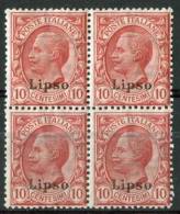 1912 Egeo (Lipso) 10c. Gomma Integra** - Aegean (Lipso)