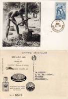 Carte Maximum- DAHOMEY - Egreneur De Palmiste -Cachet Dakar Philatélie-Pub IONYL(50157) - Storia Postale