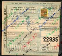 Colis Postaux Bulletin Expédition 7.20fr 3kg Timbre 2.40fr N° 22935 (cachet Gare SNCF BORDEAUX CENTRAL SO) - Lettres & Documents