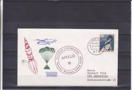 Espace - Apollo 16 - Hélicoptères - Fusée - Parachute - Allemagne - Berlin - Lettre De 1972 - Cartas & Documentos