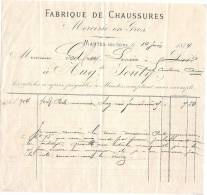 Facture/Fabrique De Chaussures/Mercerie/Souty /MANTES SUR SEINE/ 1874      FACT33 - Textile & Clothing