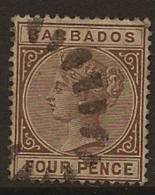 BARBADOS 1882 4d QV SG 98 U JM225 - Barbades (...-1966)