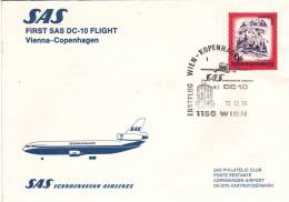 Wien Copenhagen Vienne Copenhague - Erstflug Vol Flight SAS 1976 - Danemark - Premiers Vols