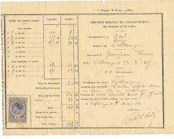 ENREGISTREMENT DES DOMAINES ET DU TIMBRE Ville De VILLARAUGUE ( GARD) 1887 - Briefe U. Dokumente