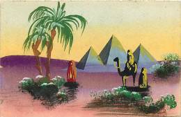Egypte - Ref A37- Aquarelle -dessin - Pyramides   -carte Bon Etat   - - Piramiden
