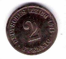 MONNAIES - 2 Pfennig CUIVRE - DEUTSCHES REICH 1874C * - 2 Pfennig