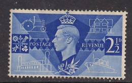 GB 1946 KGV1  2 1/2d ULTRAMARINE PEACE MM STAMP SG 491. ( G846 ) - Unused Stamps