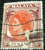 Penang 1954 Queen Elizabeth II 30c - Used - Penang