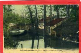 SAINT MICHEL SUR ORGE LAVOIR ET PONT SUR L ORGE CARTE COLORISEE EN BON ETAT MAIS PLIEE VERTICALEMENT - Saint Michel Sur Orge